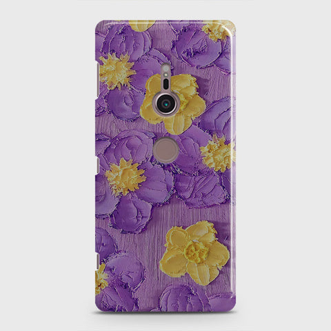 Sony Xperia XZ2 Cover - Floral Series - Design 8 - Purple & Yellow - Matte Finish - Snap On Hard Case with LifeTime Colors Guarantee