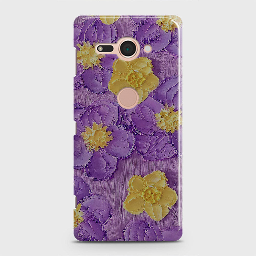 Sony Xperia XZ2 Compact Cover - Floral Series - Design 8 - Purple & Yellow - Matte Finish - Snap On Hard Case with LifeTime Colors Guarantee