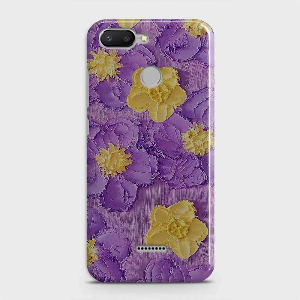 Xiaomi Redmi 6 Cover - Floral Series - Design 8 - Purple & Yellow - Matte Finish - Snap On Hard Case with LifeTime Colors Guarantee