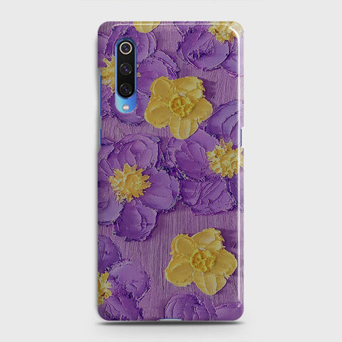 Xiaomi Mi 9 Cover - Floral Series - Design 8 - Purple & Yellow - Matte Finish - Snap On Hard Case with LifeTime Colors Guarantee