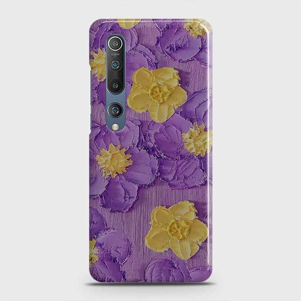 Xiaomi Mi 10 Pro Cover - Floral Series - Design 8 - Purple & Yellow - Matte Finish - Snap On Hard Case with LifeTime Colors Guarantee