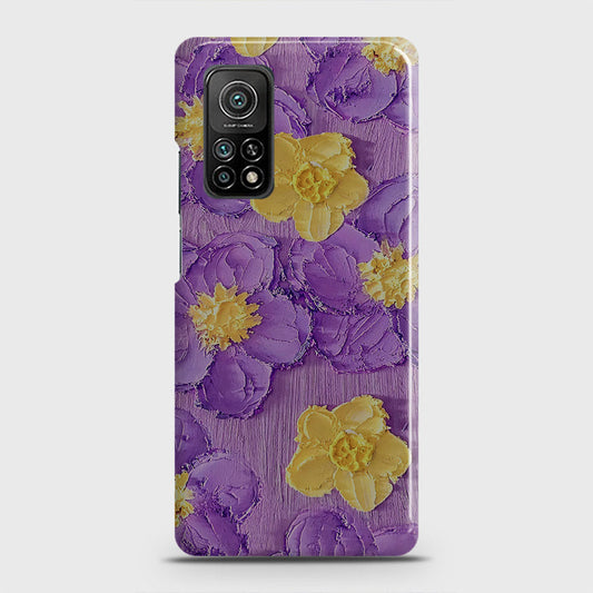 Xiaomi Mi 10T Cover - Floral Series - Design 8 - Purple & Yellow - Matte Finish - Snap On Hard Case with LifeTime Colors Guarantee