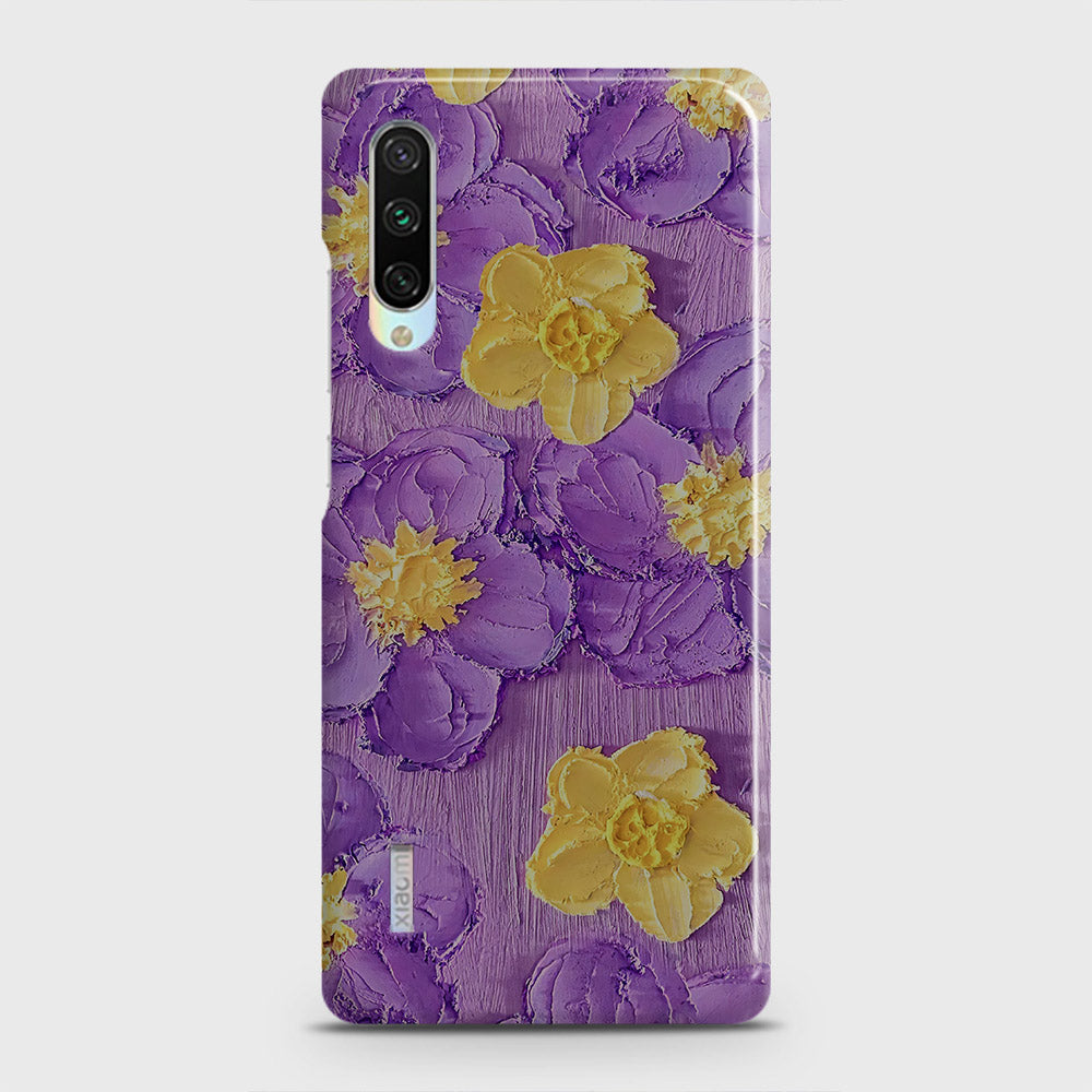 Xiaomi Mi A3 Cover - Floral Series - Design 8 - Purple & Yellow - Matte Finish - Snap On Hard Case with LifeTime Colors Guarantee