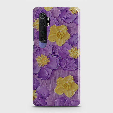 Xiaomi Mi Note 10 Lite Cover - Floral Series - Design 8 - Purple & Yellow - Matte Finish - Snap On Hard Case with LifeTime Colors Guarantee