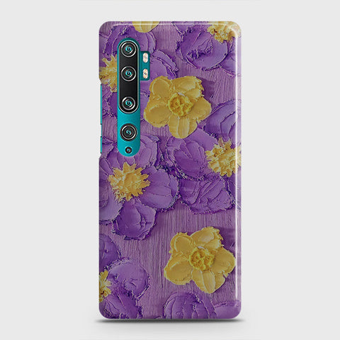 Xiaomi Mi Note 10 Pro Cover - Floral Series - Design 8 - Purple & Yellow - Matte Finish - Snap On Hard Case with LifeTime Colors Guarantee