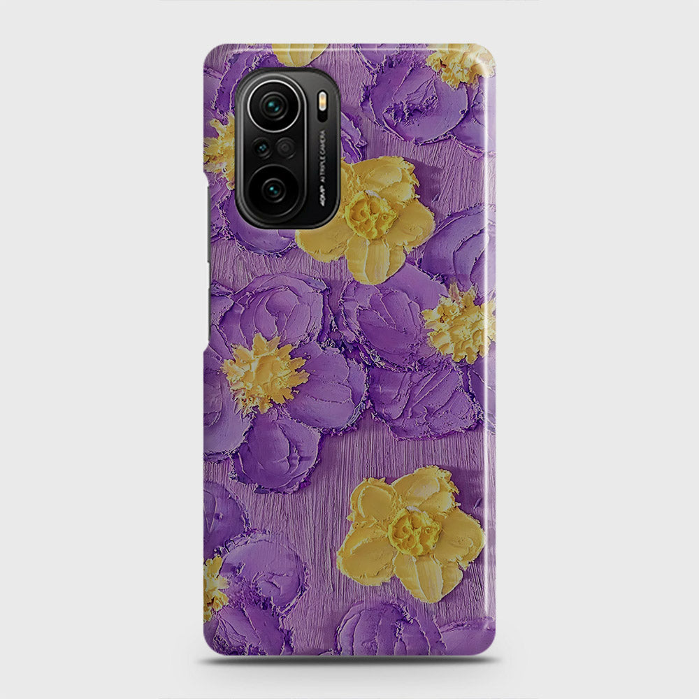 Xiaomi Redmi K40 Pro Cover - Floral Series - Design 8 - Purple & Yellow - Matte Finish - Snap On Hard Case with LifeTime Colors Guarantee