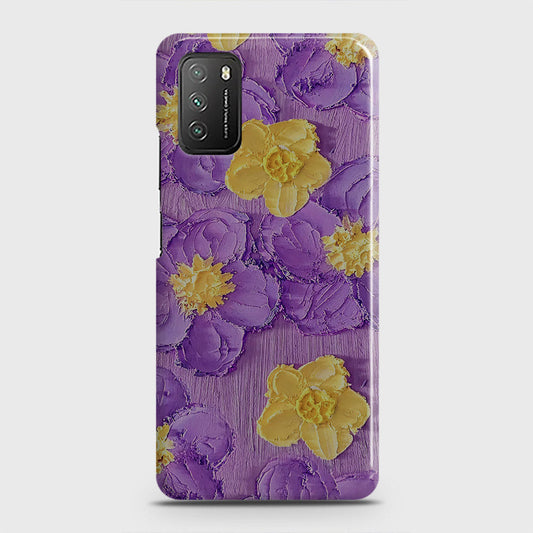 Xiaomi Poco M3 Cover - Floral Series - Design 8 - Purple & Yellow - Matte Finish - Snap On Hard Case with LifeTime Colors Guarantee