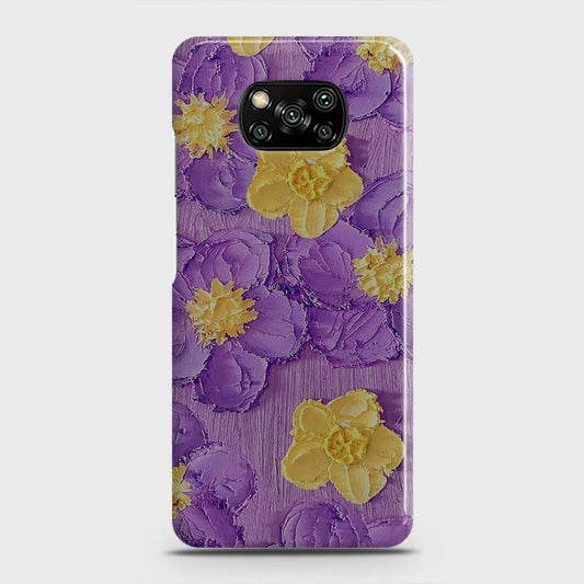 Xiaomi Poco X3 Cover - Floral Series - Design 8 - Purple & Yellow - Matte Finish - Snap On Hard Case with LifeTime Colors Guarantee