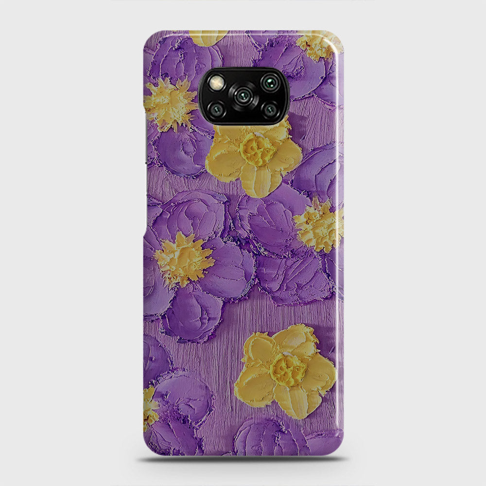 Xiaomi Poco X3 Pro Cover - Floral Series - Design 8 - Purple & Yellow - Matte Finish - Snap On Hard Case with LifeTime Colors Guarantee