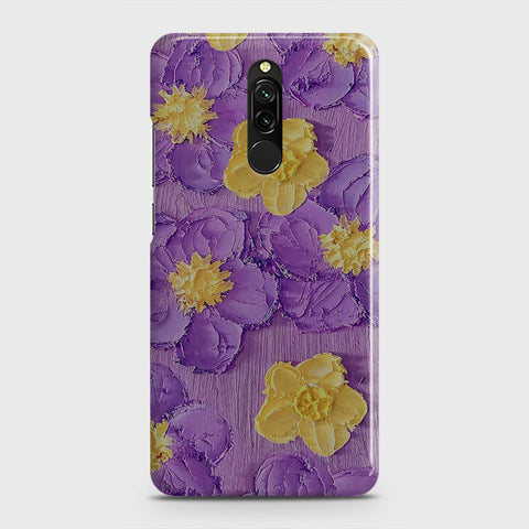 Xiaomi Redmi 8 Cover - Floral Series - Design 8 - Purple & Yellow - Matte Finish - Snap On Hard Case with LifeTime Colors Guarantee