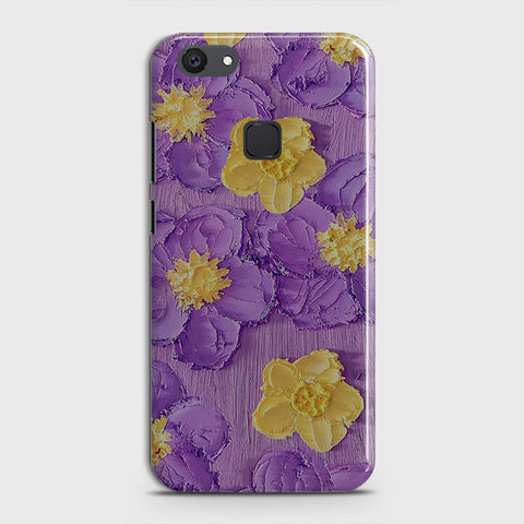 Vivo V7 Plus Cover - Floral Series - Design 8 - Purple & Yellow - Matte Finish - Snap On Hard Case with LifeTime Colors Guarantee