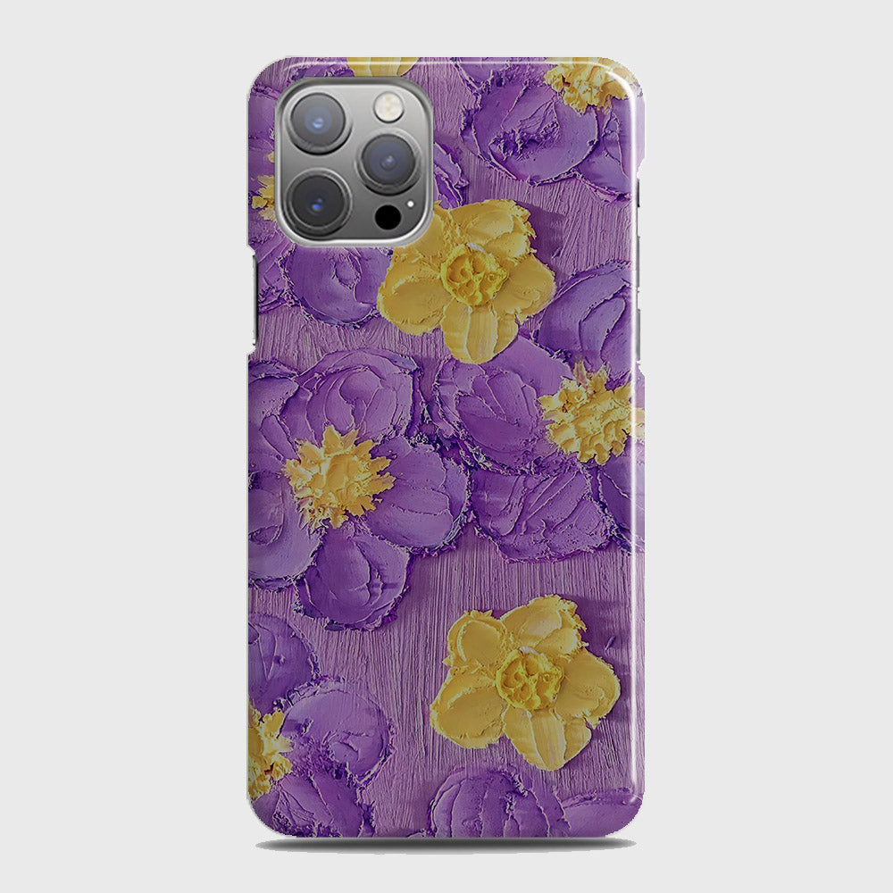 iPhone 12 Pro Max Cover - Floral Series - Design 8 - Purple & Yellow - Matte Finish - Snap On Hard Case with LifeTime Colors Guarantee