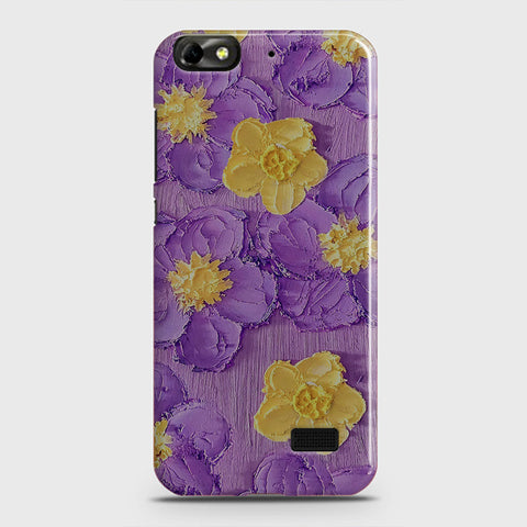 Huawei Honor 4C Cover - Floral Series - Design 8 - Purple & Yellow - Matte Finish - Snap On Hard Case with LifeTime Colors Guarantee