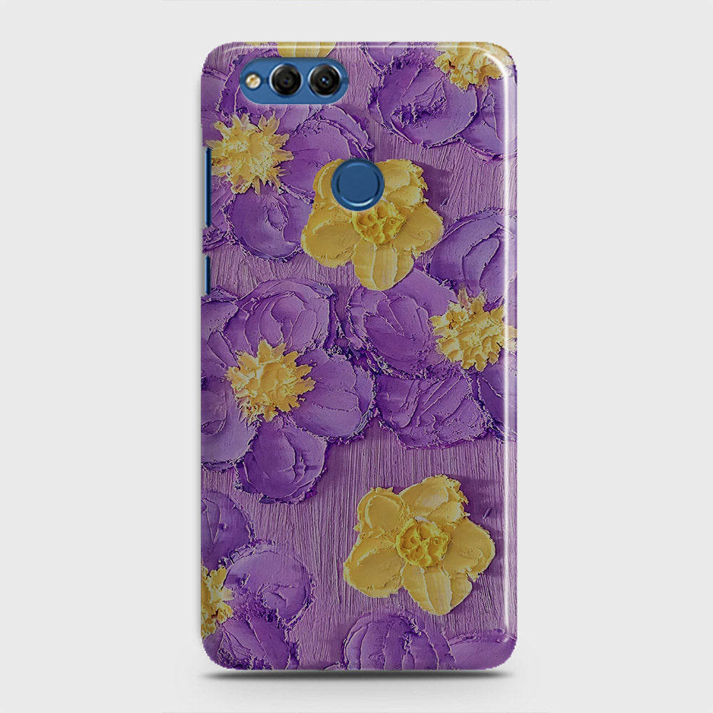 Huawei Honor 7X Cover - Floral Series - Design 8 - Purple & Yellow - Matte Finish - Snap On Hard Case with LifeTime Colors Guarantee