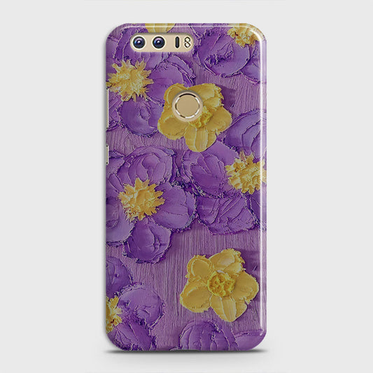 Huawei Honor 8 Cover - Floral Series - Design 8 - Purple & Yellow - Matte Finish - Snap On Hard Case with LifeTime Colors Guarantee