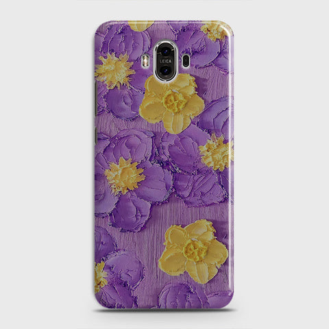 Huawei Mate 10 Cover - Floral Series - Design 8 - Purple & Yellow - Matte Finish - Snap On Hard Case with LifeTime Colors Guarantee