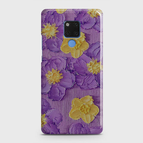 Huawei Mate 20 Cover - Floral Series - Design 8 - Purple & Yellow - Matte Finish - Snap On Hard Case with LifeTime Colors Guarantee