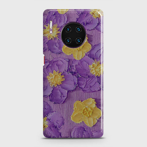 Huawei Mate 30 Pro Cover - Floral Series - Design 8 - Purple & Yellow - Matte Finish - Snap On Hard Case with LifeTime Colors Guarantee