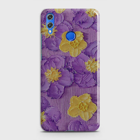 Huawei P smart 2019 Cover - Floral Series - Design 8 - Purple & Yellow - Matte Finish - Snap On Hard Case with LifeTime Colors Guarantee