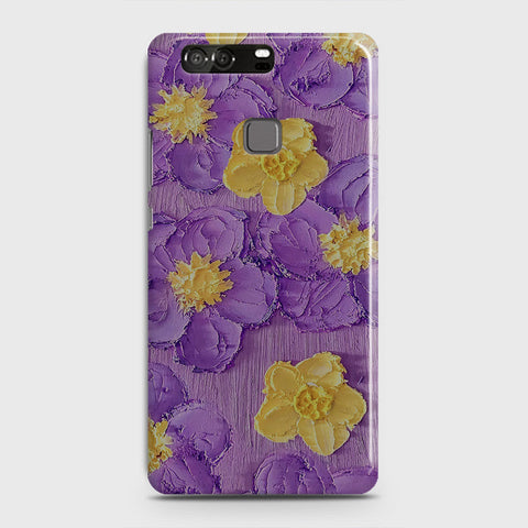 Huawei P9 Cover - Floral Series - Design 8 - Purple & Yellow - Matte Finish - Snap On Hard Case with LifeTime Colors Guarantee