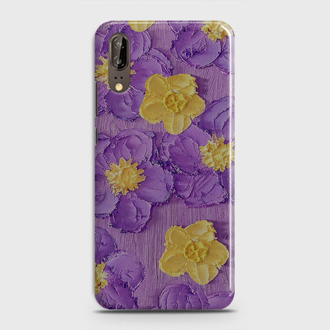 Huawei P20 Cover - Floral Series - Design 8 - Purple & Yellow - Matte Finish - Snap On Hard Case with LifeTime Colors Guarantee