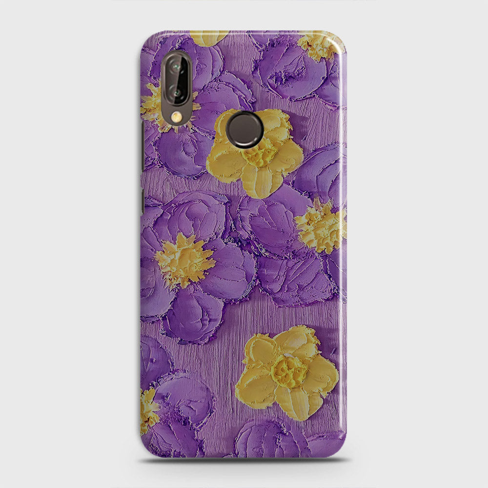 Huawei P20 Lite Cover - Floral Series - Design 8 - Purple & Yellow - Matte Finish - Snap On Hard Case with LifeTime Colors Guarantee