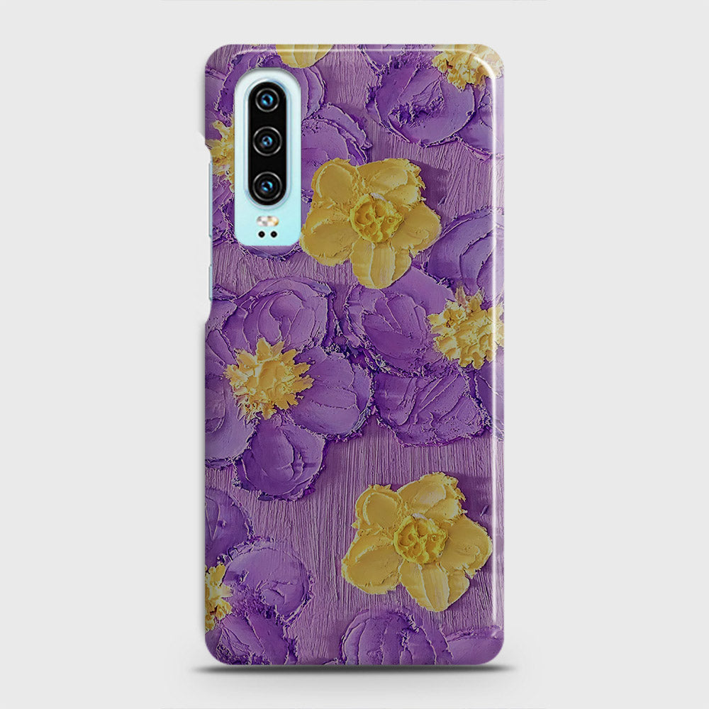 Huawei P30 Cover - Floral Series - Design 8 - Purple & Yellow - Matte Finish - Snap On Hard Case with LifeTime Colors Guarantee