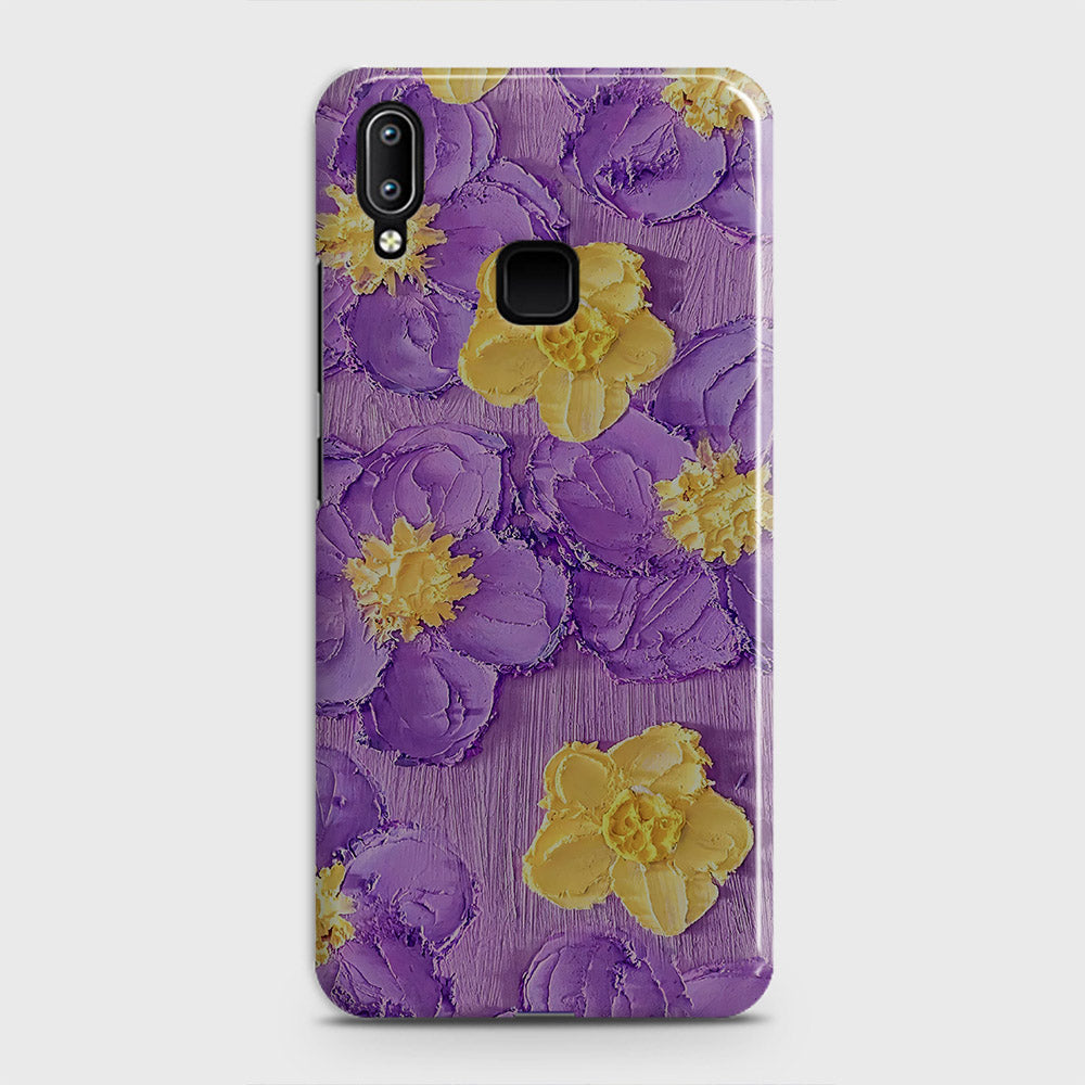 Vivo V11 Cover - Floral Series - Design 8 - Purple & Yellow - Matte Finish - Snap On Hard Case with LifeTime Colors Guarantee