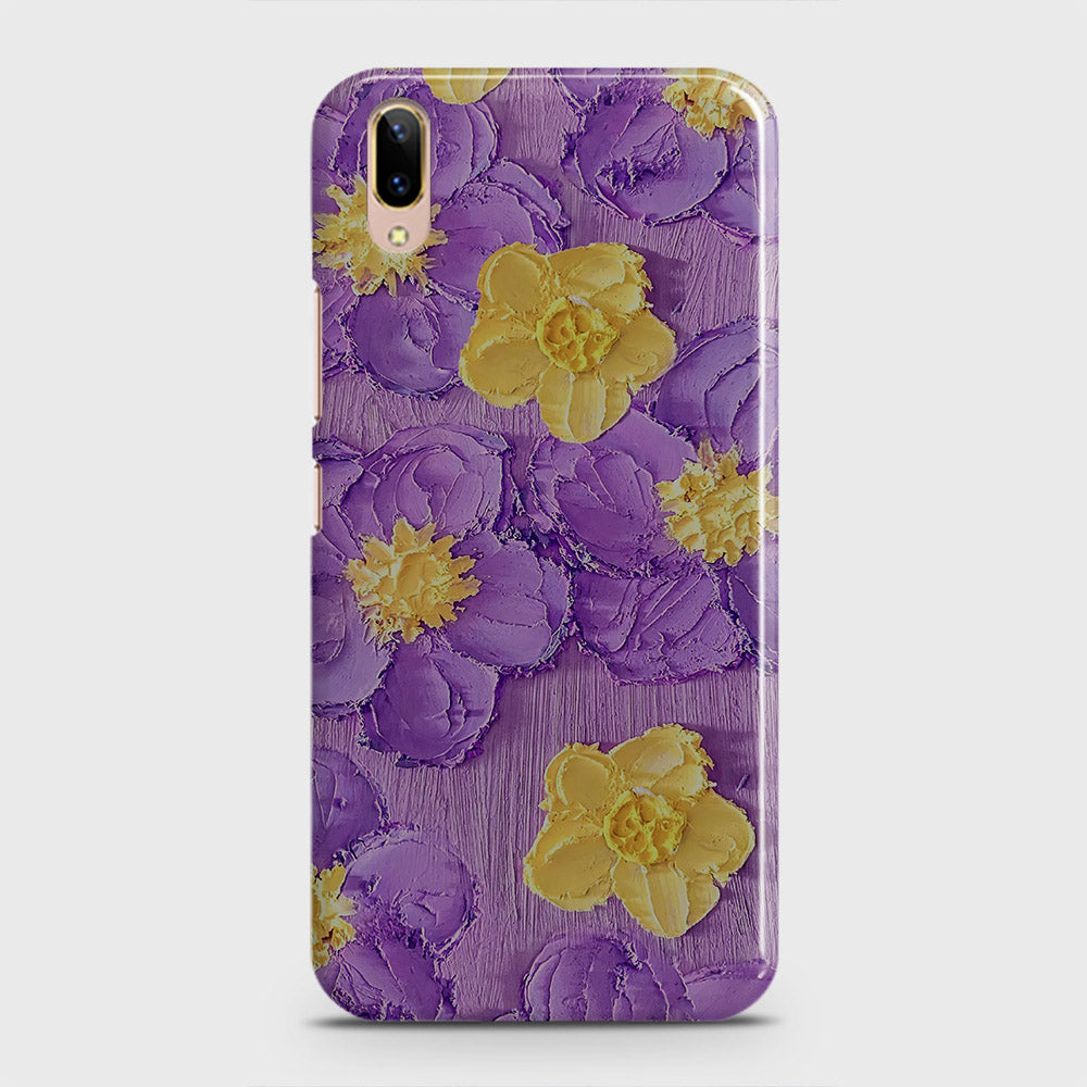 Vivo V11 Pro Cover - Floral Series - Design 8 - Purple & Yellow - Matte Finish - Snap On Hard Case with LifeTime Colors Guarantee