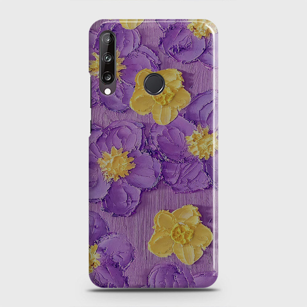 Huawei Y7p  Cover - Floral Series - Design 8 - Purple & Yellow - Matte Finish - Snap On Hard Case with LifeTime Colors Guarantee