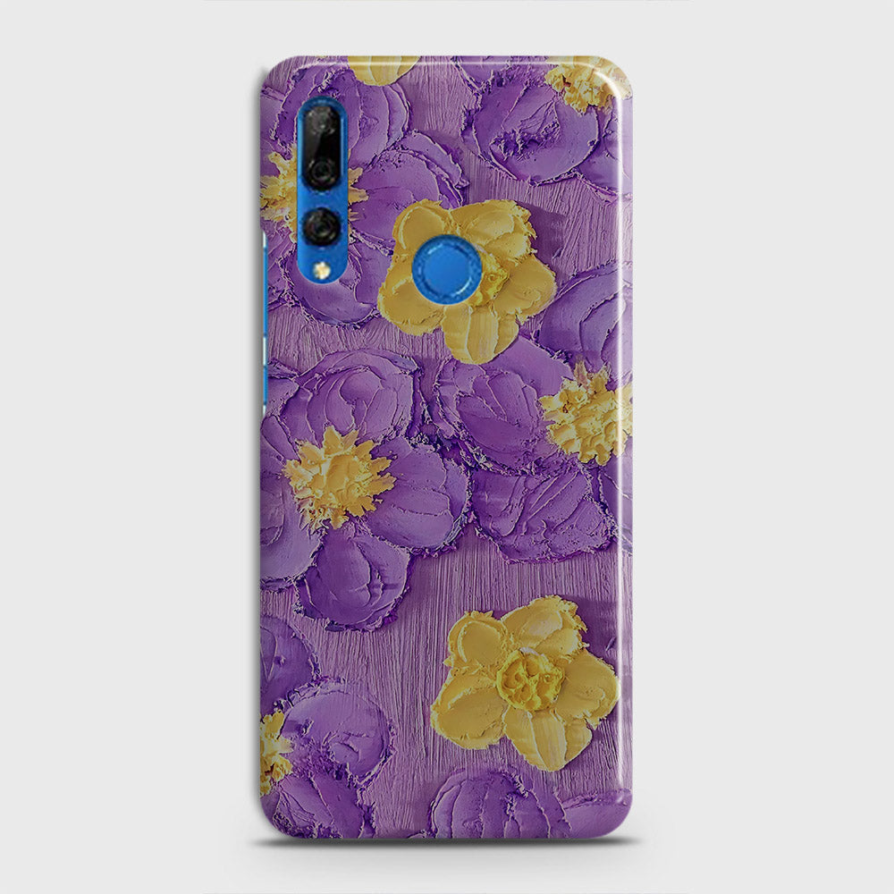 Huawei Y9 Prime 2019 Cover - Floral Series - Design 8 - Purple & Yellow - Matte Finish - Snap On Hard Case with LifeTime Colors Guarantee