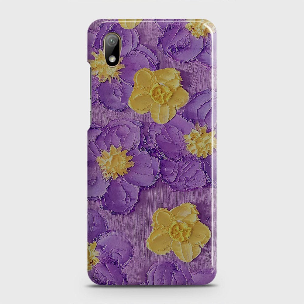 Huawei Y5 2019 Cover - Floral Series - Design 8 - Purple & Yellow - Matte Finish - Snap On Hard Case with LifeTime Colors Guarantee