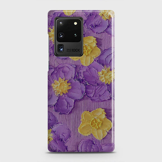 Samsung Galaxy S20 Ultra Cover - Floral Series - Design 8 - Purple & Yellow - Matte Finish - Snap On Hard Case with LifeTime Colors Guarantee