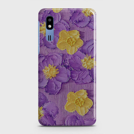 Samsung Galaxy A2 Core Cover - Floral Series - Design 8 - Purple & Yellow - Matte Finish - Snap On Hard Case with LifeTime Colors Guarantee