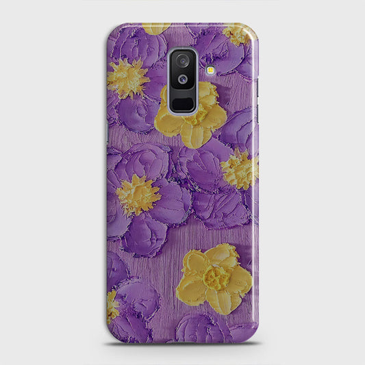 Samsung Galaxy A6 Plus 2018 Cover - Floral Series - Design 8 - Purple & Yellow - Matte Finish - Snap On Hard Case with LifeTime Colors Guarantee