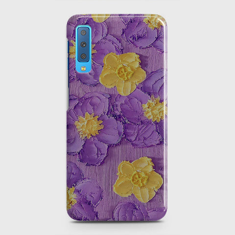 Samsung Galaxy A7 2018 Cover - Floral Series - Design 8 - Purple & Yellow - Matte Finish - Snap On Hard Case with LifeTime Colors Guarantee