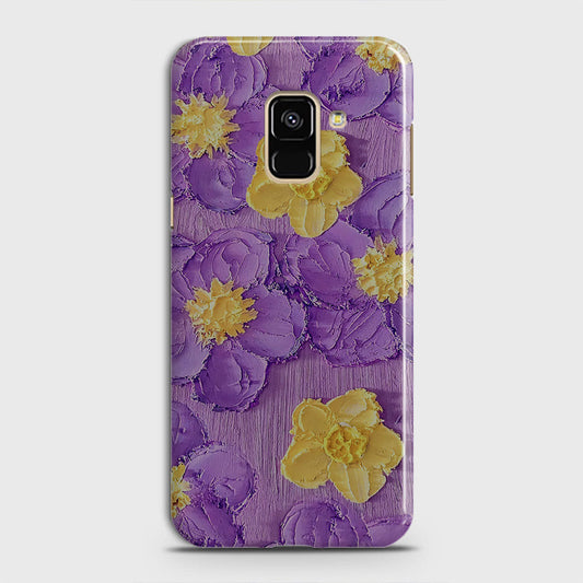 Samsung Galaxy A8 2018 Cover - Floral Series - Design 8 - Purple & Yellow - Matte Finish - Snap On Hard Case with LifeTime Colors Guarantee