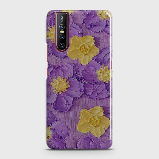 Vivo V15 Pro Cover - Floral Series - Design 8 - Purple & Yellow - Matte Finish - Snap On Hard Case with LifeTime Colors Guarantee