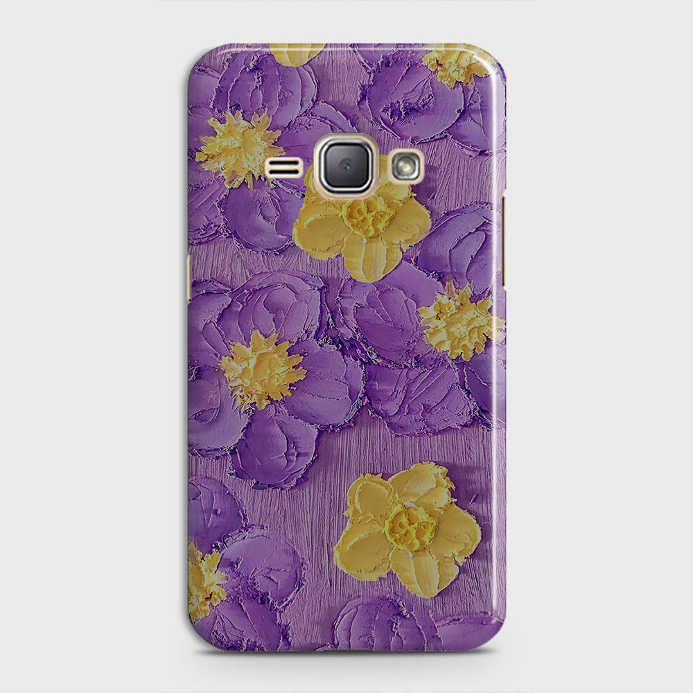 Samsung Galaxy J1 2016 / J120 Cover - Floral Series - Design 8 - Purple & Yellow - Matte Finish - Snap On Hard Case with LifeTime Colors Guarantee