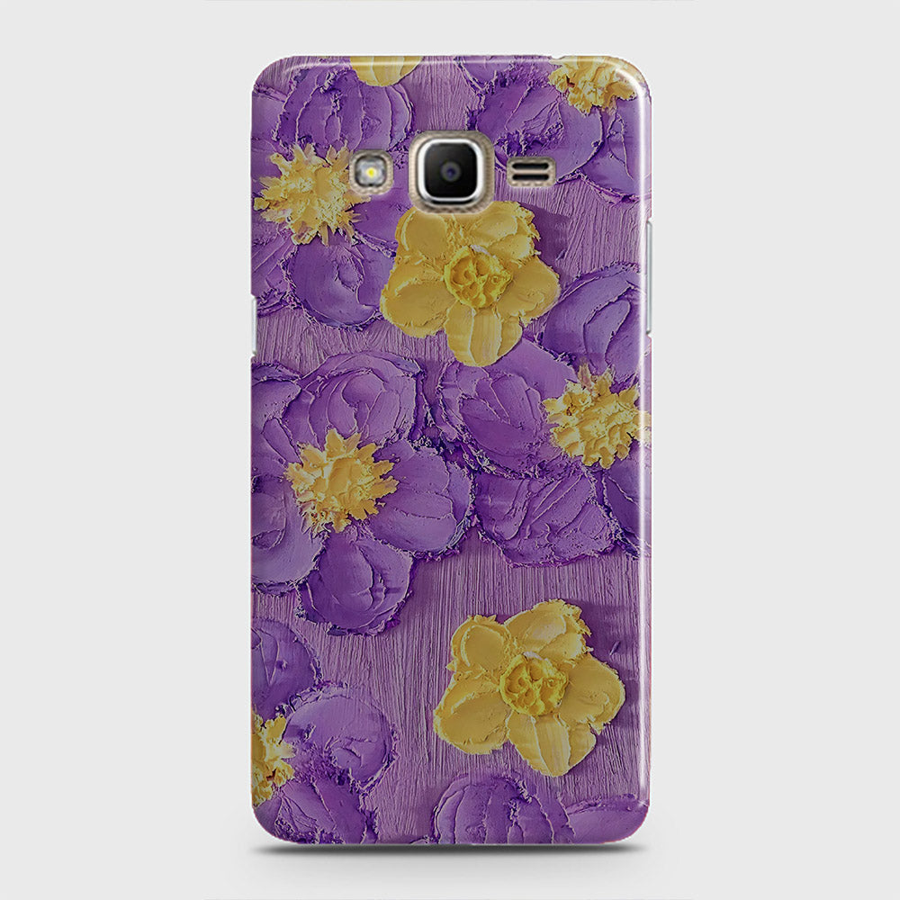 Samsung Galaxy J2 Prime Cover - Floral Series - Design 8 - Purple & Yellow - Matte Finish - Snap On Hard Case with LifeTime Colors Guarantee