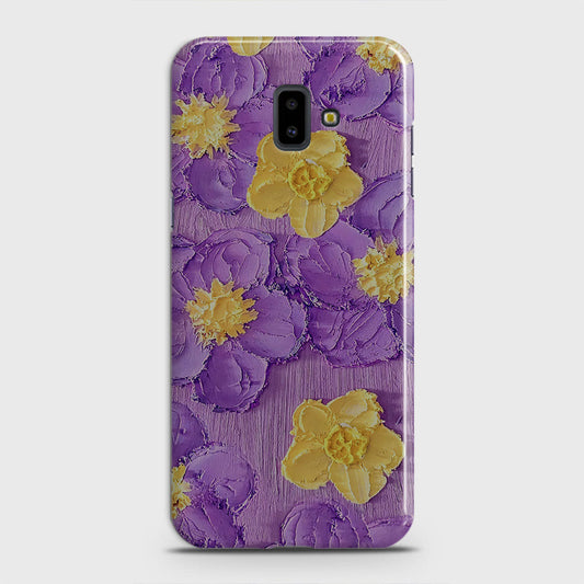 Samsung Galaxy J6 Plus 2018 Cover - Floral Series - Design 8 - Purple & Yellow - Matte Finish - Snap On Hard Case with LifeTime Colors Guarantee