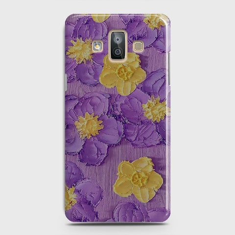 Samsung Galaxy J7 Duo Cover - Floral Series - Design 8 - Purple & Yellow - Matte Finish - Snap On Hard Case with LifeTime Colors Guarantee