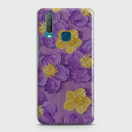 Vivo Y17 Cover - Floral Series - Design 8 - Purple & Yellow - Matte Finish - Snap On Hard Case with LifeTime Colors Guarantee