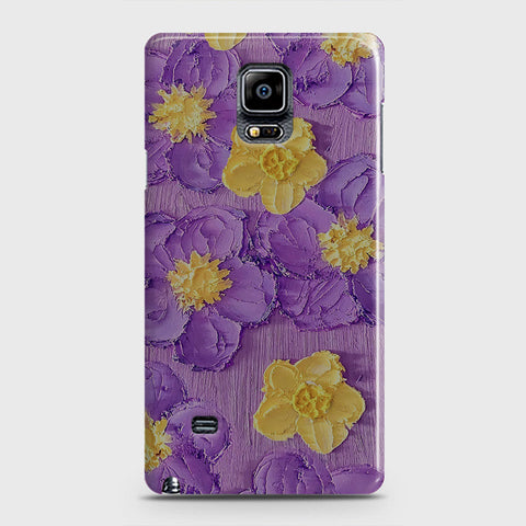 Samsung Galaxy Note 4 Cover - Floral Series - Design 8 - Purple & Yellow - Matte Finish - Snap On Hard Case with LifeTime Colors Guarantee