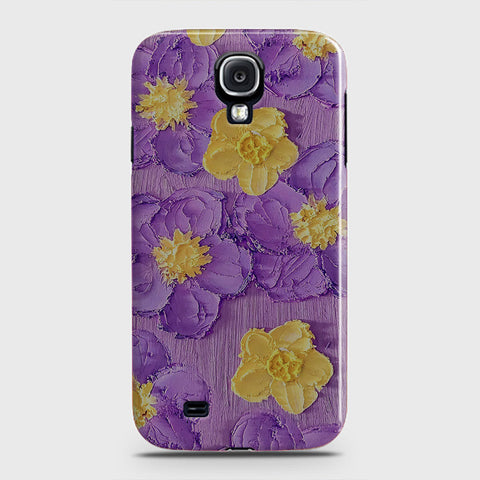 Samsung Galaxy S4 Cover - Floral Series - Design 8 - Purple & Yellow - Matte Finish - Snap On Hard Case with LifeTime Colors Guarantee