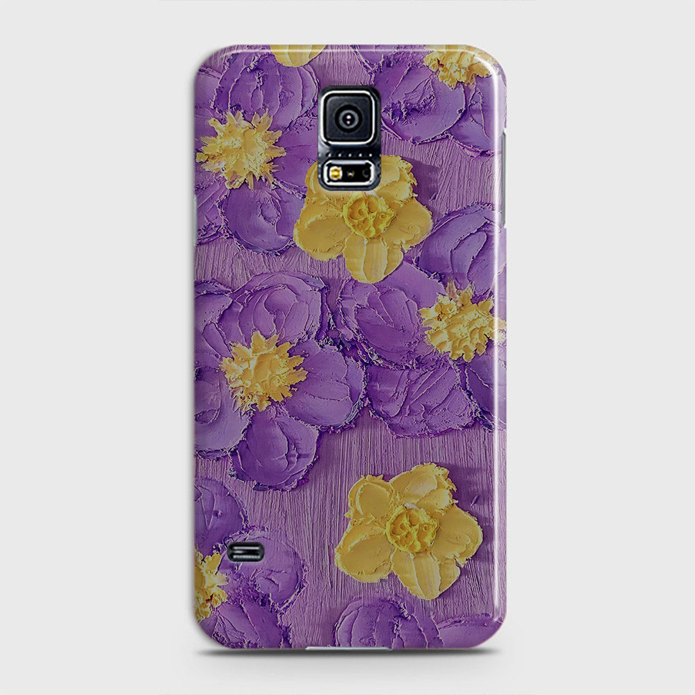 Samsung Galaxy S5 Cover - Floral Series - Design 8 - Purple & Yellow - Matte Finish - Snap On Hard Case with LifeTime Colors Guarantee