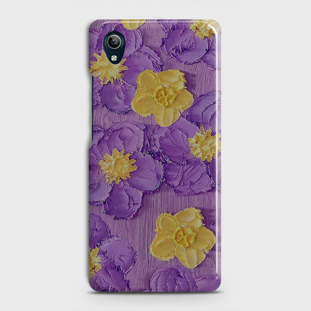 Vivo Y91C Cover - Floral Series - Design 8 - Purple & Yellow - Matte Finish - Snap On Hard Case with LifeTime Colors Guarantee