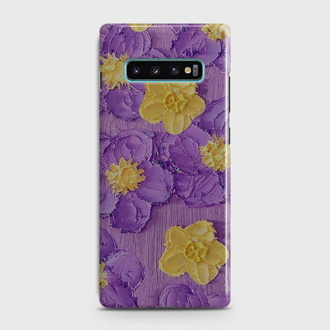 Samsung Galaxy S10 Plus Cover - Floral Series - Design 8 - Purple & Yellow - Matte Finish - Snap On Hard Case with LifeTime Colors Guarantee