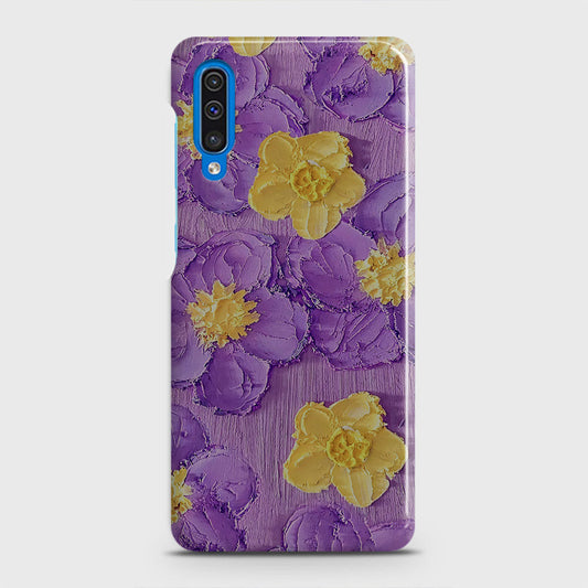 Samsung Galaxy A50 Cover - Floral Series - Design 8 - Purple & Yellow - Matte Finish - Snap On Hard Case with LifeTime Colors Guarantee