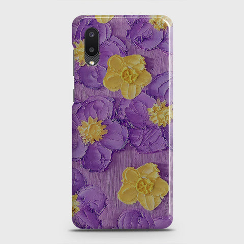 Samsung Galaxy A02 Cover - Floral Series - Design 8 - Purple & Yellow - Matte Finish - Snap On Hard Case with LifeTime Colors Guarantee